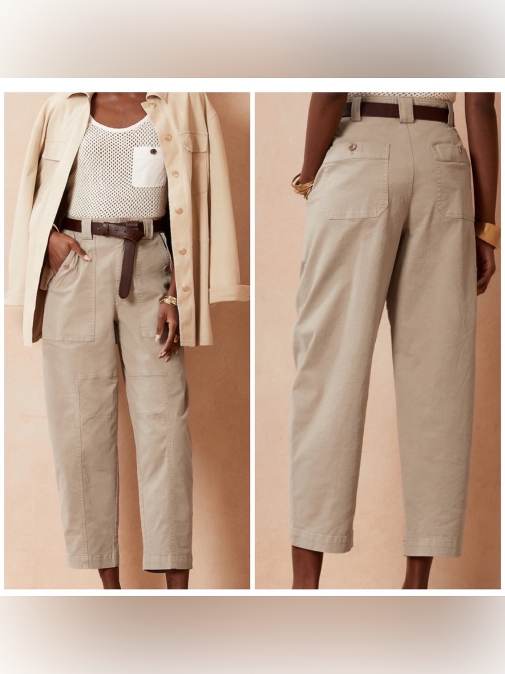NEW Banana Republic The Barrel Pant Maverick Beige 6P Coastal Grandma ~ w tag